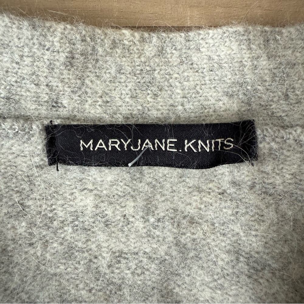 Grey angora wool cropped cardigan with balloon sleeves - Small - Picture 4 of 5